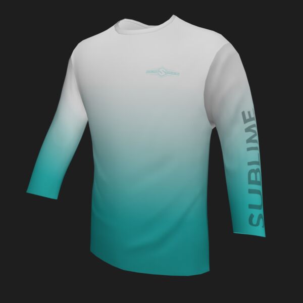 Performance Long Sleeve Shirt - Faded - White/Teal Thumbnail