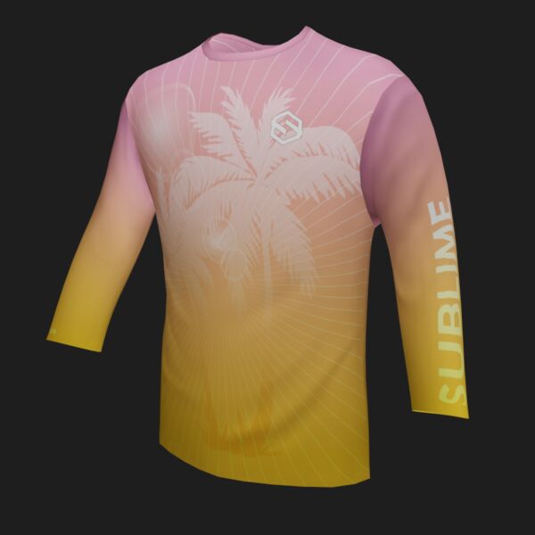 Performance Long Sleeve Shirt - Tropical - Pink/Gold Thumbnail