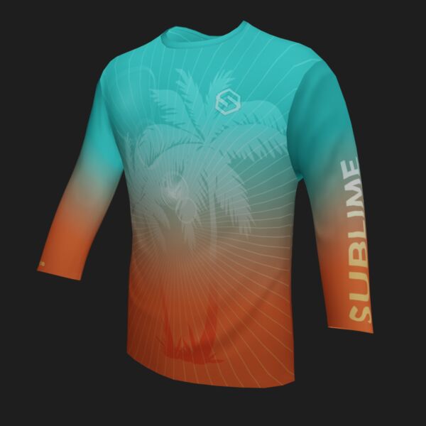 Performance Long Sleeve Shirt - Tropical - Turquoise/Orange Thumbnail